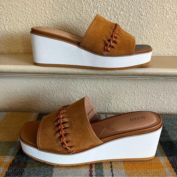 NYDJ Women's Rory Wedge Sandals Size 10 Suede Platform Slip On Boho Braided - Picture 8 of 13